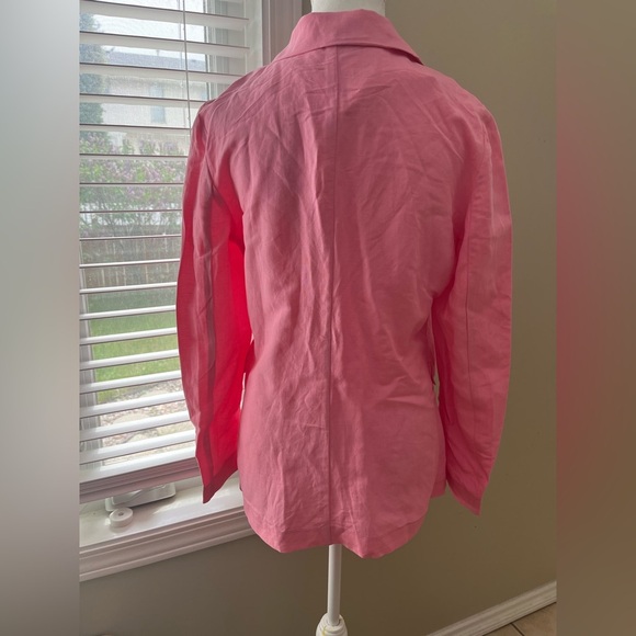 [M/L]Kate By Laltramoda Women's Pink Linen Blend Light Blazer - Picture 4 of 16